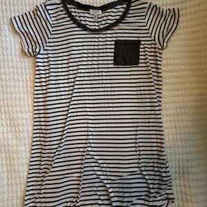 Striped Black and White T-Shirt with Pocket